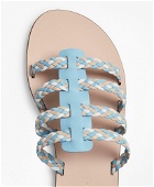 Brooks Brothers Women's Braided Leather Slide Sandals Shoes | Blue