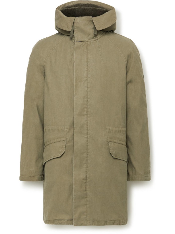 Photo: Yves Salomon - Cotton-Twill Parka with Detachable Shearling and Shell Hooded Down Liner - Green