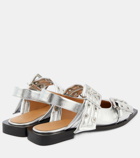 Ganni Metallic slingback flats