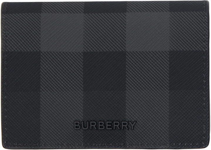 Photo: Burberry Black Check & Leather Folding Card Holder