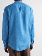 Gabriela Hearst - Ollie Grandad-Collar Linen Shirt - Blue