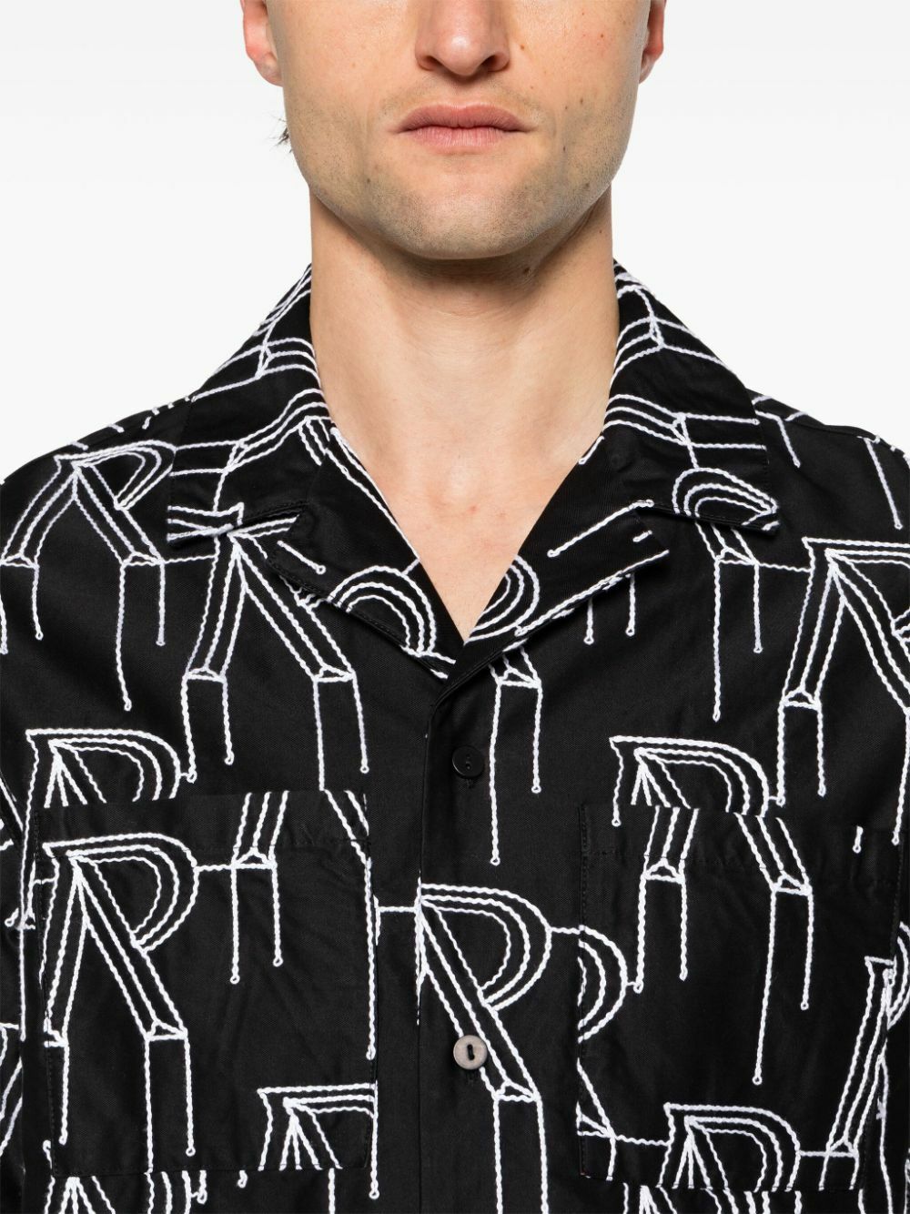 Represent Black Logo-Embroidered Cotton Shirt Represent