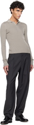 Rier Gray Fine Rib Silk Polo