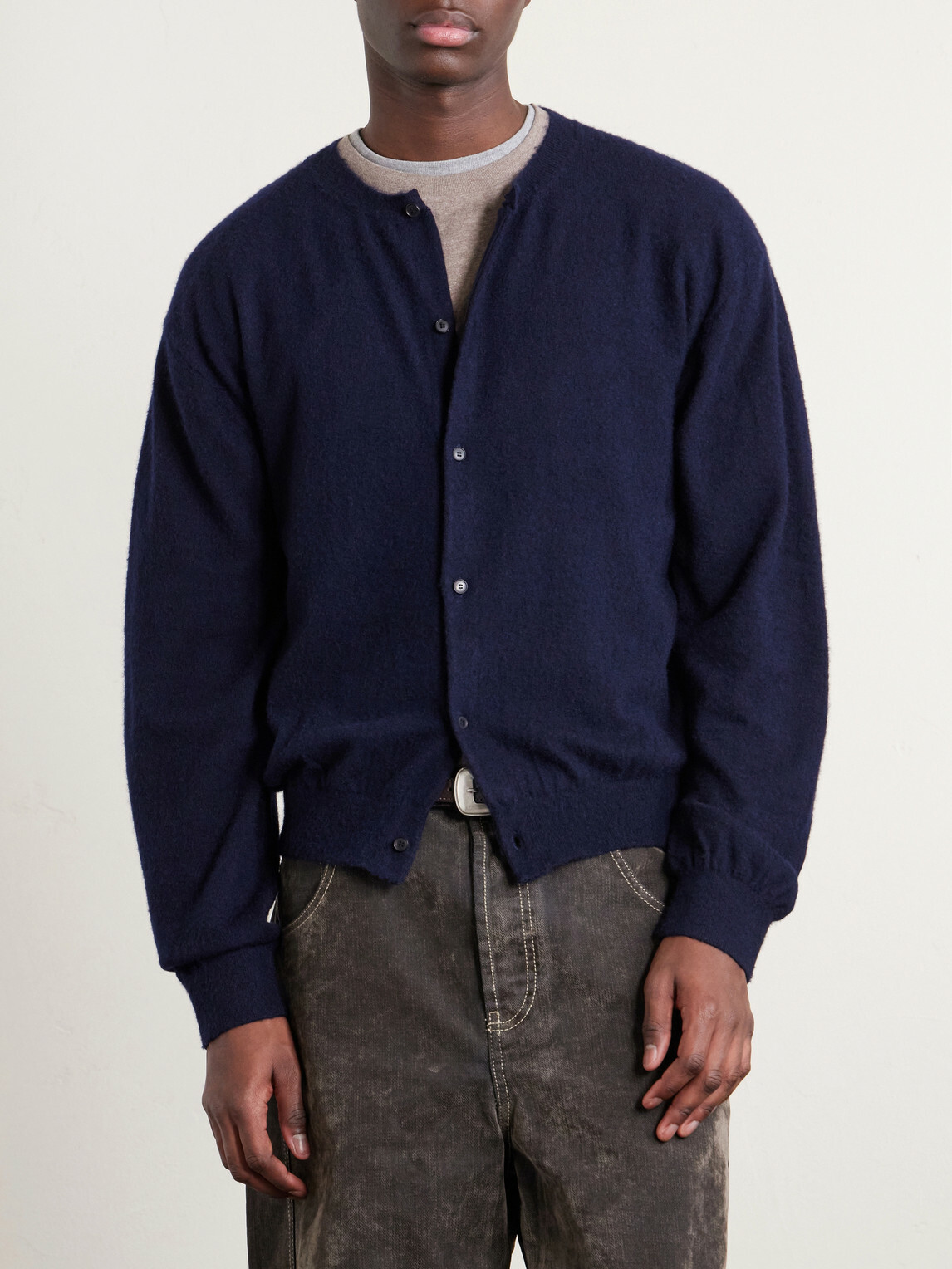 Auralee - Brushed Cashmere and Cotton-Blend Cardigan - Blue