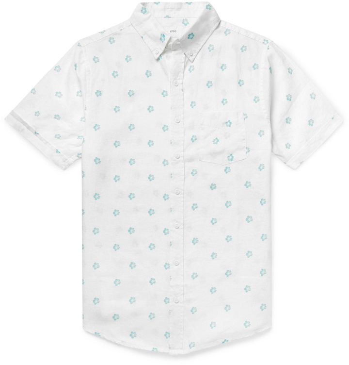 Photo: Onia - Jack Button-Down Collar Floral-Print Linen Shirt - White