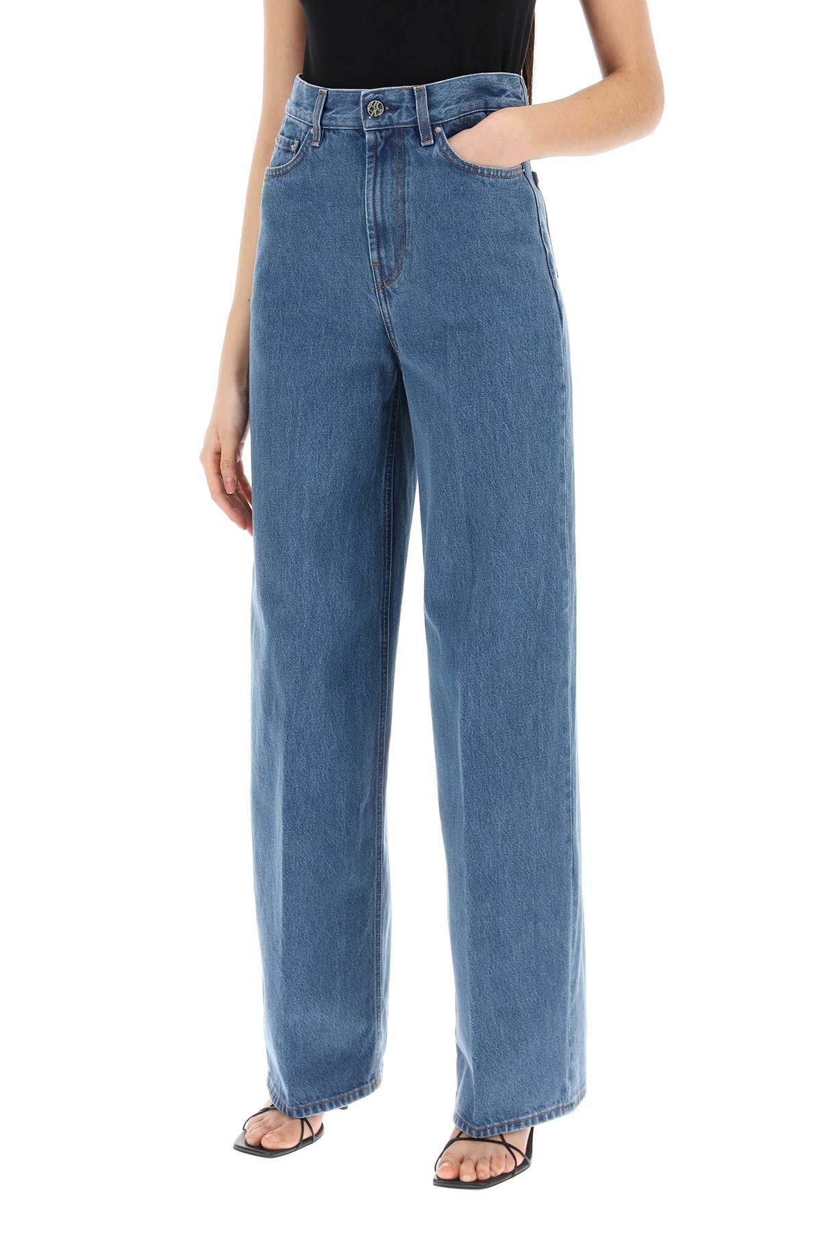 SS25【TOTEME】Wide Leg Organic Cotton Jeans in worn blue TOTEME High-rise wide-leg organic jeans | NET-A-PORTER