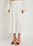 Loveshackfancy Mallow Embroidered Cotton Midi Skirt White