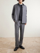 SEASE - Summer Mindset Straight-Leg Virgin Wool Drawstring Trousers - Gray