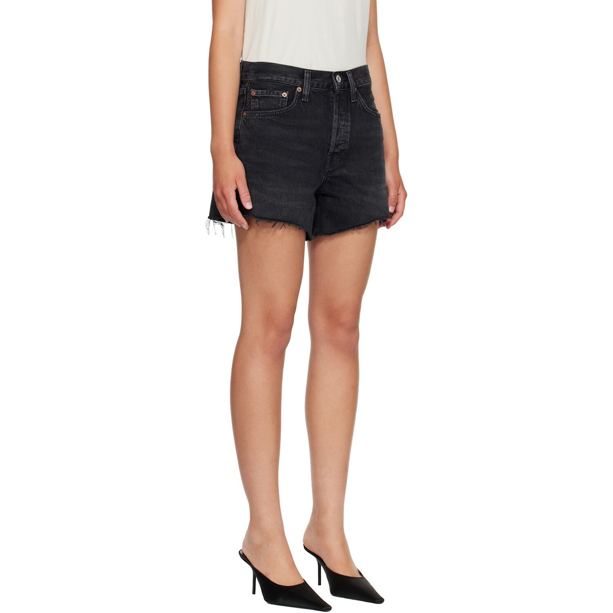 AGOLDE Black Parker Long Denim Shorts