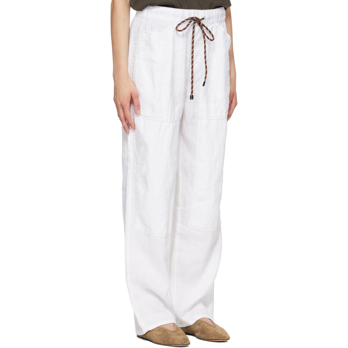 rag & bone White Atlas Linen Trousers