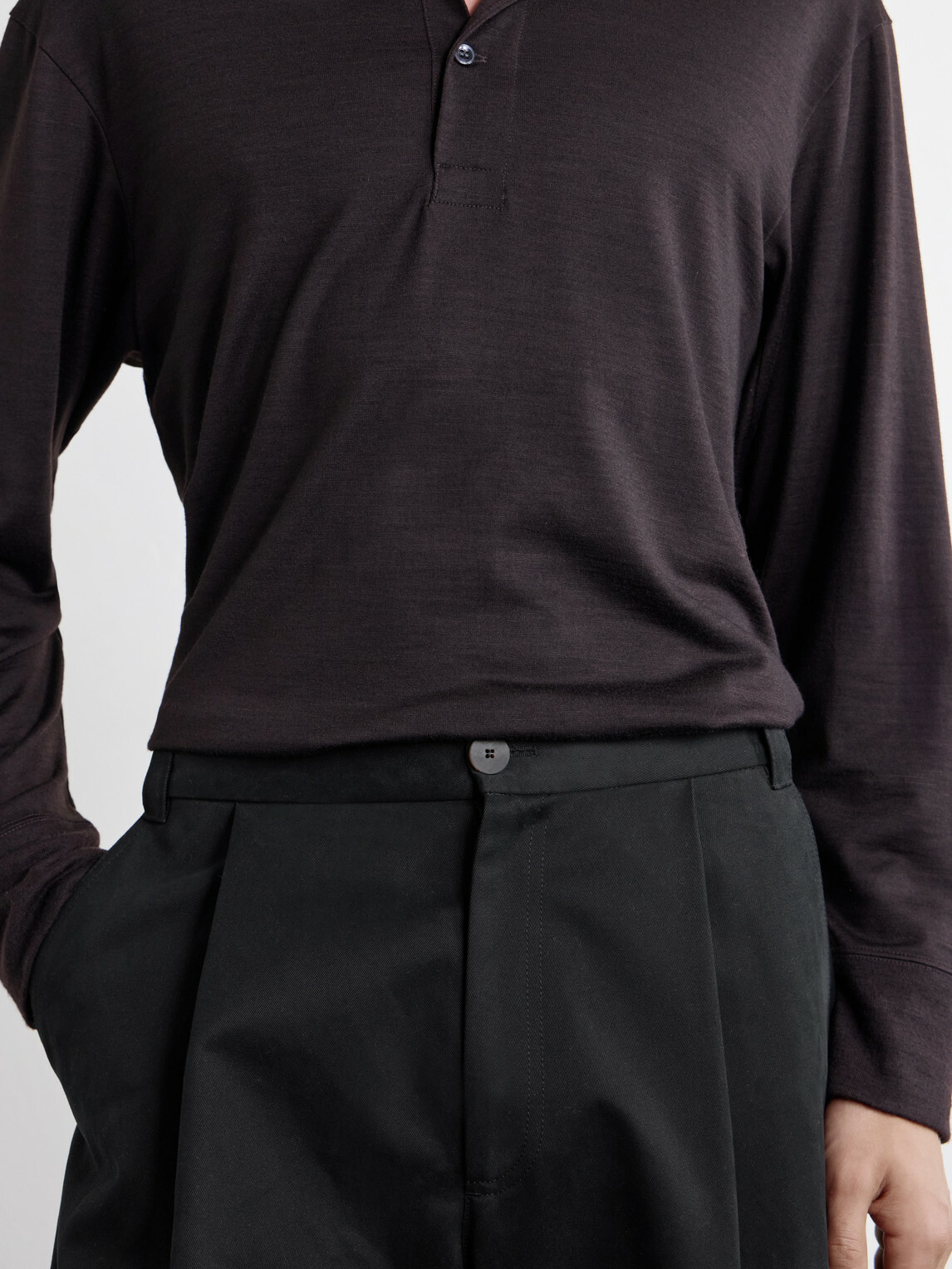 Studio Nicholson - Sorte Wide-Leg Pleated Cotton-Twill Trousers - Black