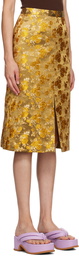 Dries Van Noten Gold Floral Midi Skirt