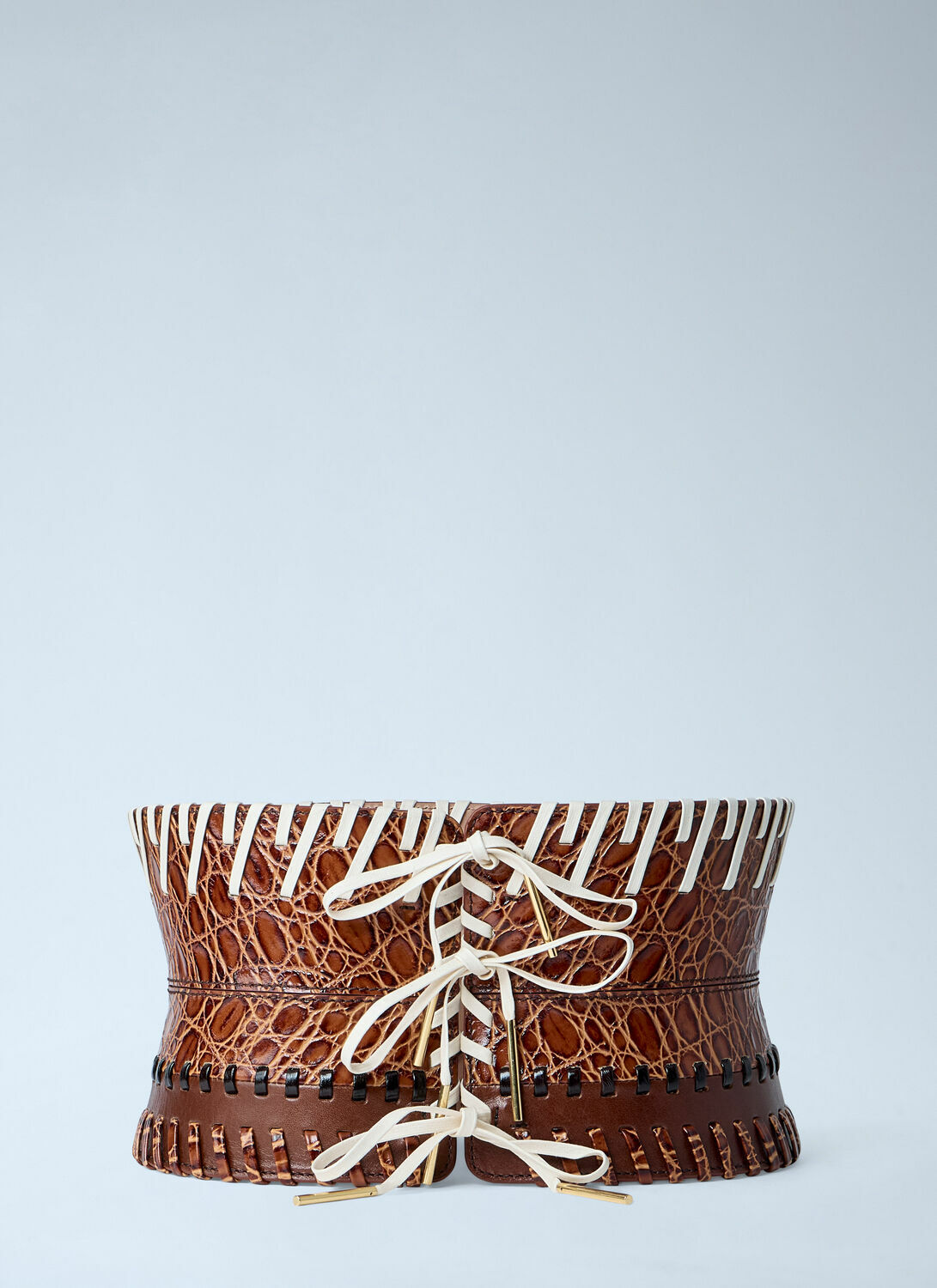 Dries Van Noten Embossed Leather Corset Belt