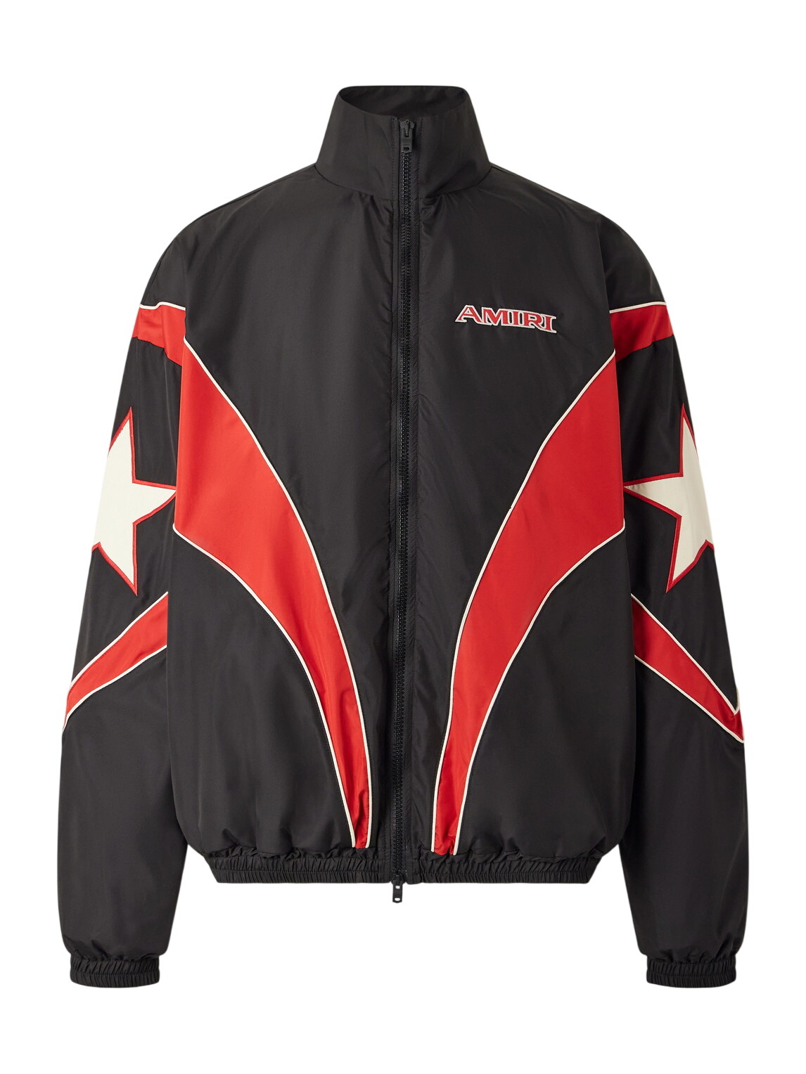 AMIRI - Leather-Trimmed Bandana-Print Fleece Jacket - Black Amiri