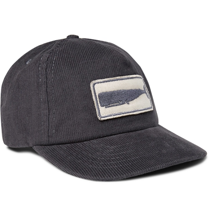 Photo: Mollusk - Whale Appliquéd Cotton-Corduroy Baseball Cap - Gray