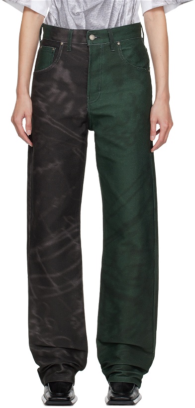 Photo: Serapis Black & Green Paneled Jeans
