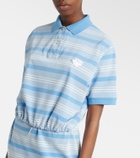 Prada Striped cropped cotton piqué polo shirt