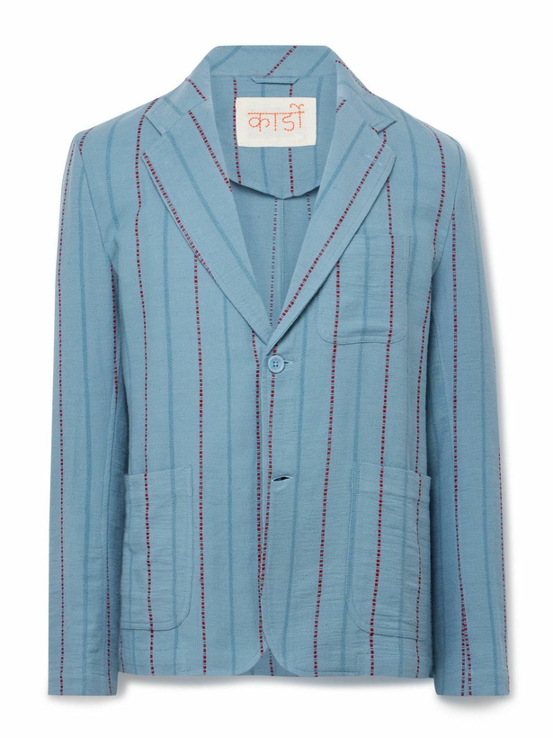 Photo: Kardo - Unstructured Striped Cotton-Canvas Suit Jacket - Blue