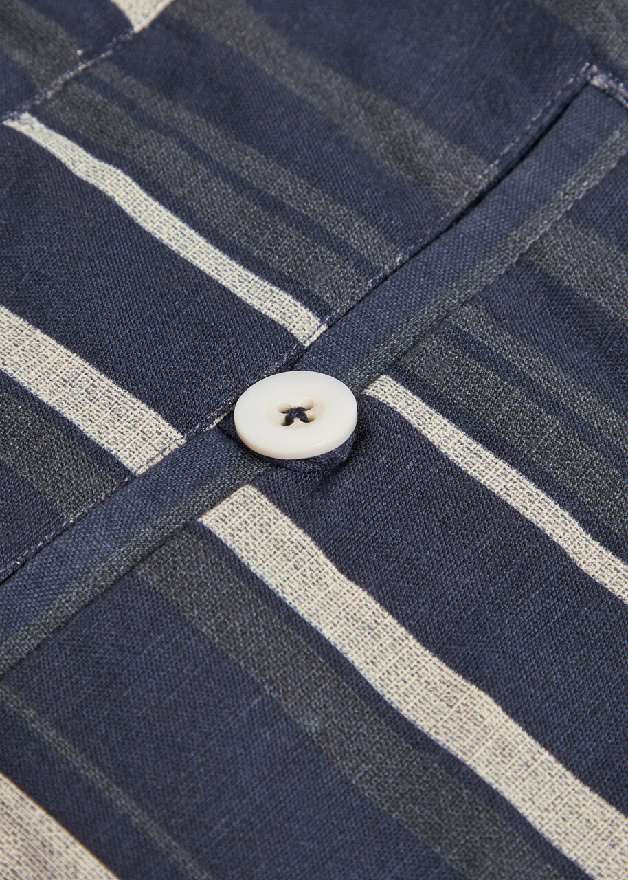 Smr Days Escubelle Striped Cotton and Linen-blend Shorts Navy