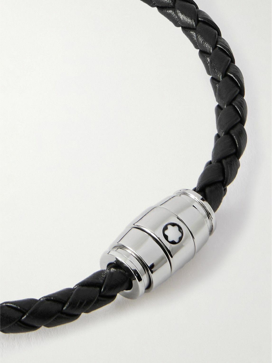 Montblanc - Meisterstück 3-Ring Stainless Steel and Woven Leather Bracelet