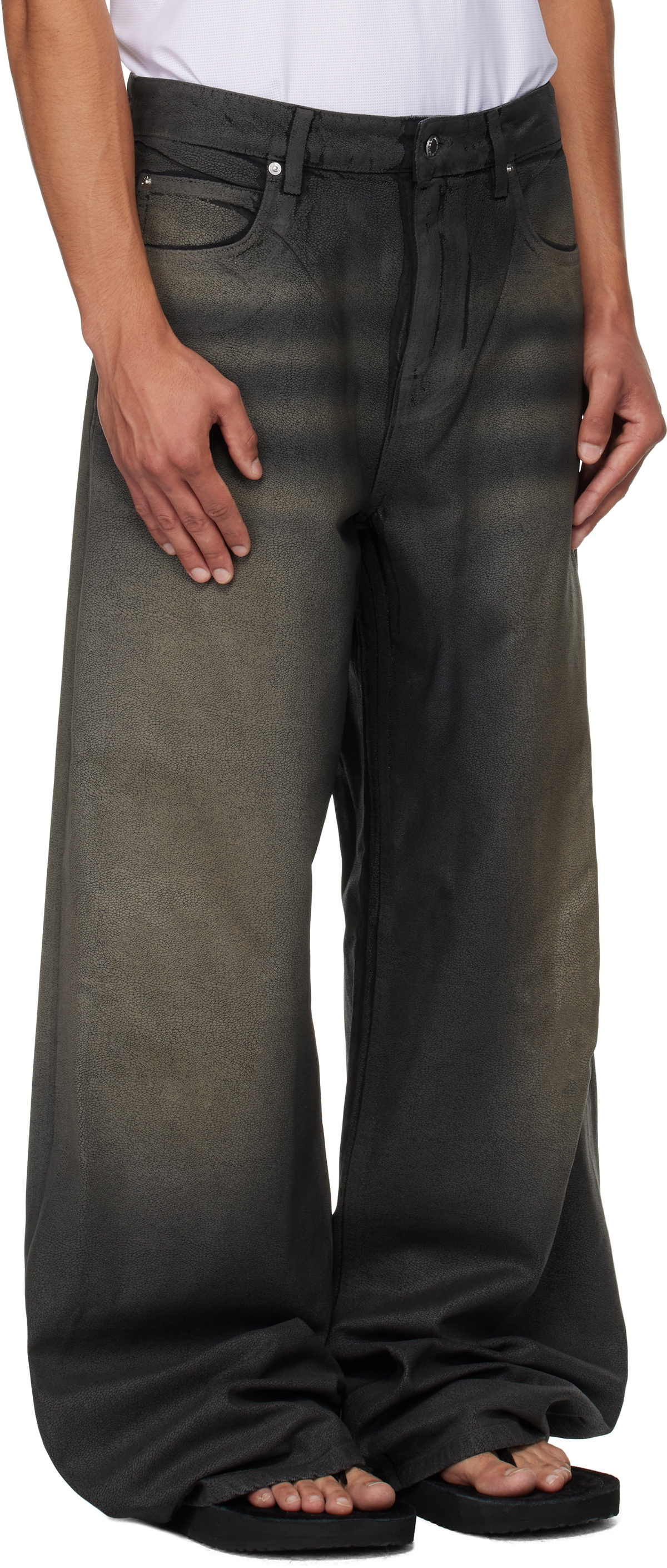 Alexander Wang Black Leather Look Relaxed Jeans