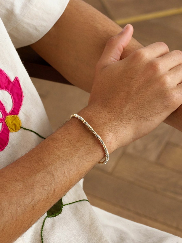 Photo: MAOR - Pilla 18-Karat Gold, Sterling Silver Beaded and Cord Beaded Bracelet - Gold