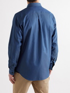 Paul Smith - Button-Down Collar Logo-Appliquéd Cotton-Chambray Shirt - Blue