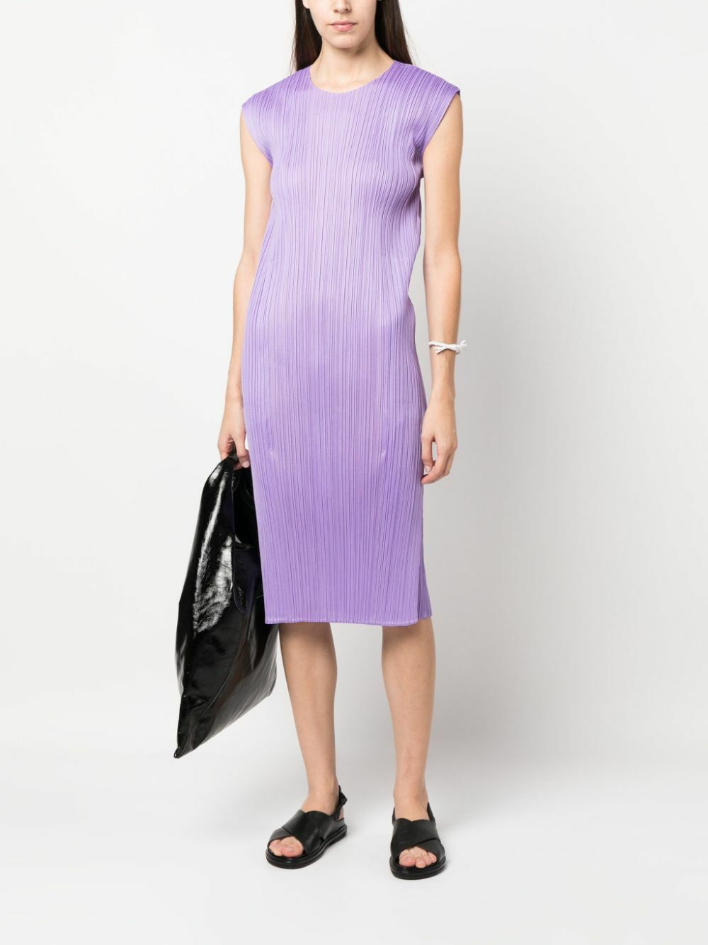 PLEATS PLEASE ISSEY  MONTHLY V-neck Medium one piece dress PP63-JH225 Silver 5