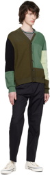 PS by Paul Smith Green Color Block Cardigan