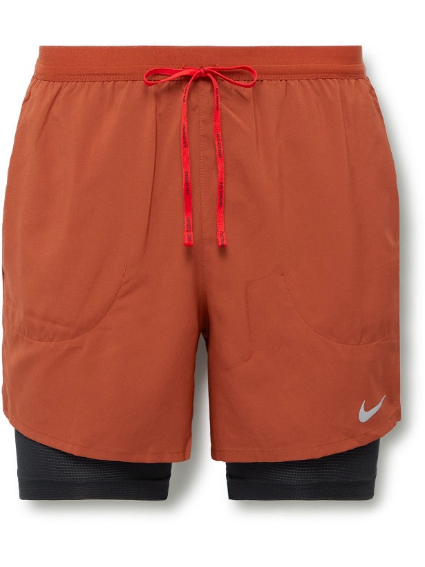 Photo: Nike Running - 2-in-1 Flex Stride Dri-FIT Shorts - Orange