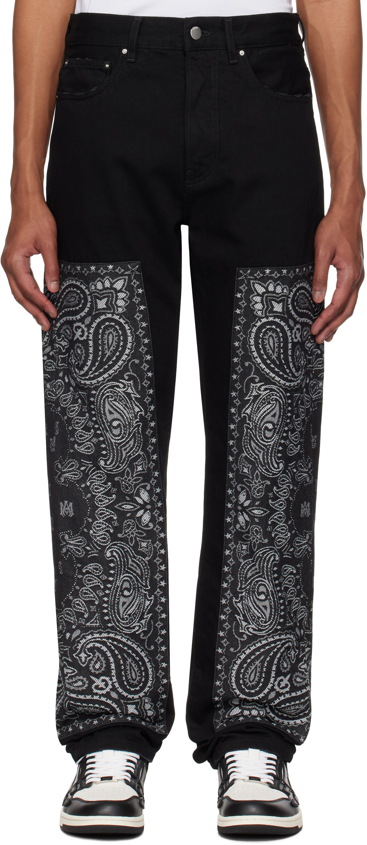 Flocked Paisley Bandana Jean Aged Black | The Webster