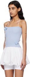 Kijun Blue Crochet Knit Tube Top