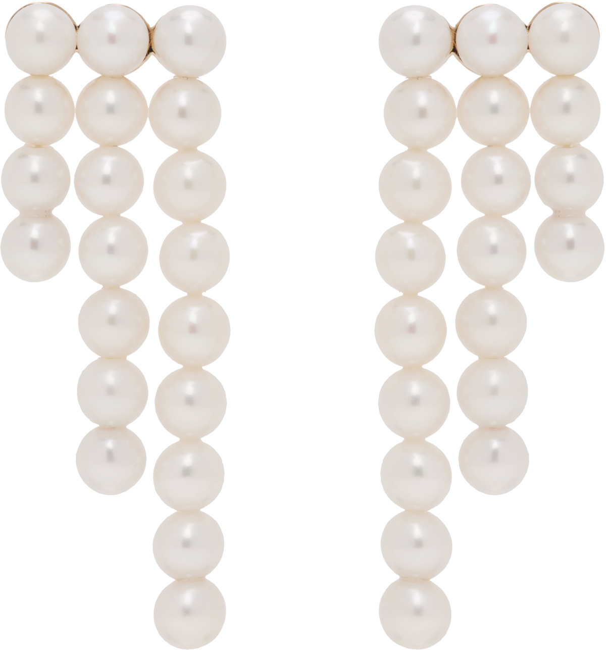 Sophie Bille Brahe White & Gold 'La Valse Trois Temps' Earrings