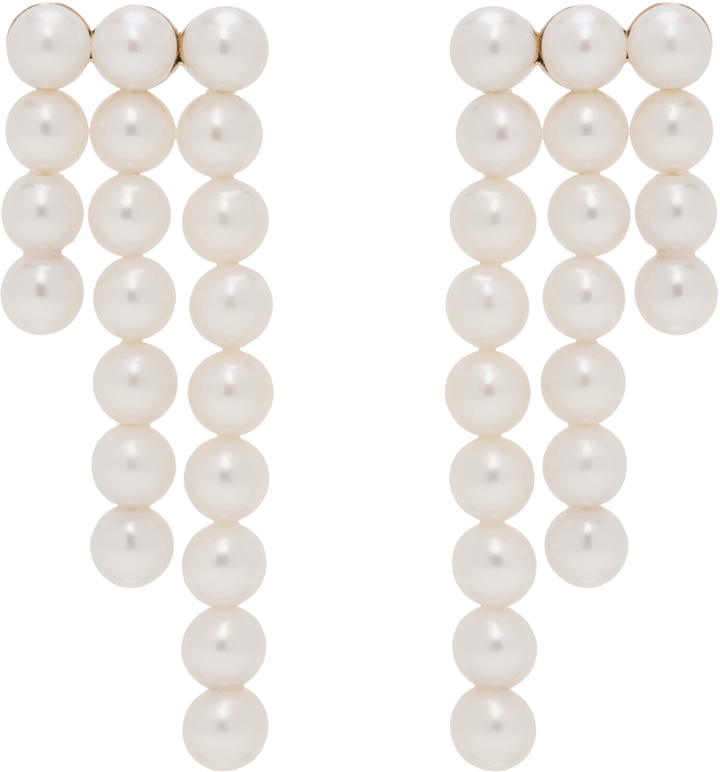 Photo: Sophie Bille Brahe White & Gold 'La Valse Trois Temps' Earrings