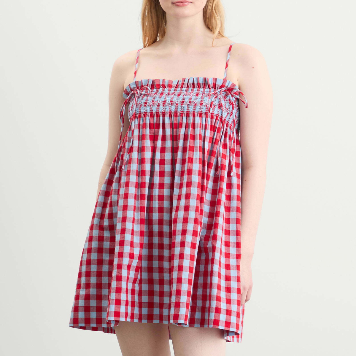 Damson Madder Women's Lilo Mini Dress in Blue/Red
