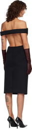 Mugler Black Sculptural Midi Dress