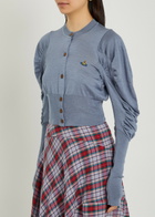 Vivienne Westwood Eli Cropped Wool and Silk-blend Cardigan Light Blue