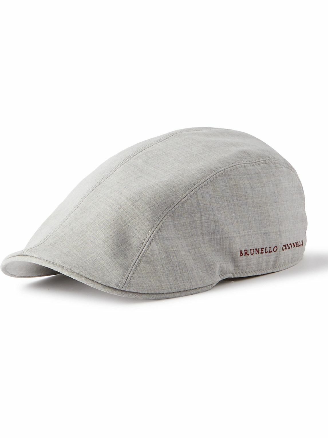 Brunello Cucinelli - Leather-Trimmed Virgin Wool Flat Cap  display picture 3