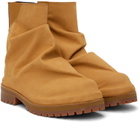 424 Beige Overlay Boots
