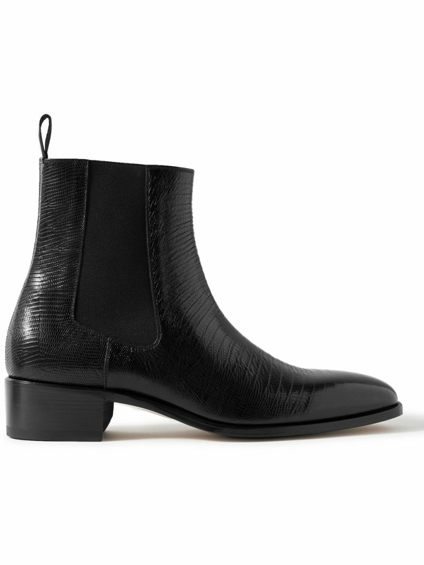 Photo: TOM FORD - Alec Croc-Effect Leather Chelsea Boots - Black