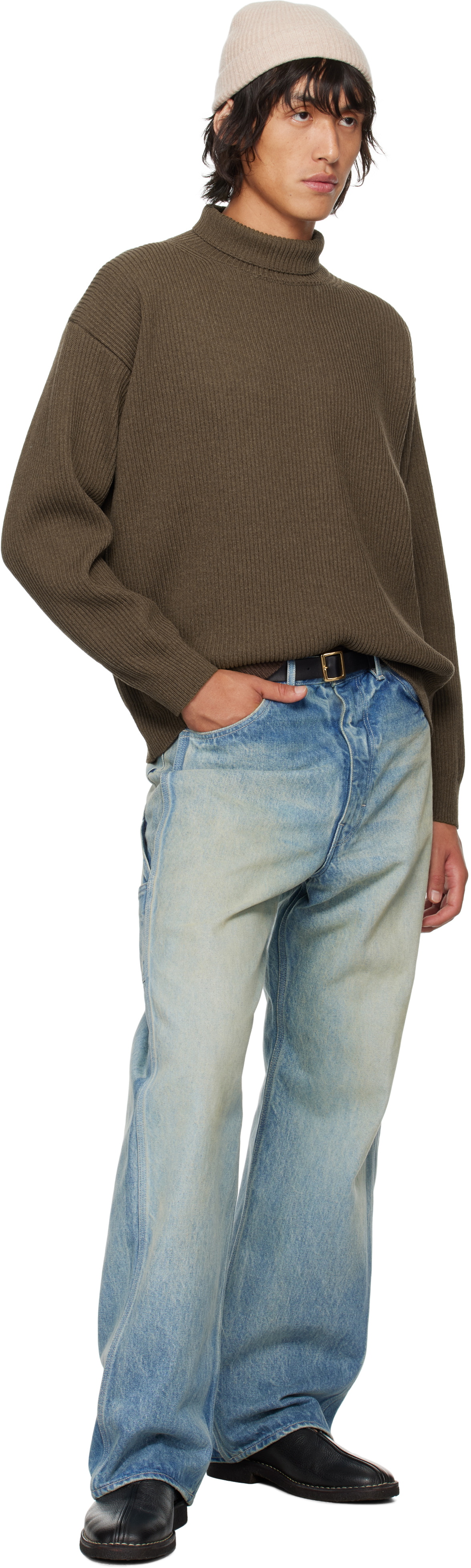 AURALEE Brown Super Fine Wool Turtleneck