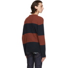 Nudie Jeans Navy Wool and Alpaca Hampus Block Sweater