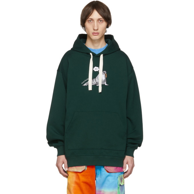 Photo: Acne Studios Green Embroidered Animal Hoodie