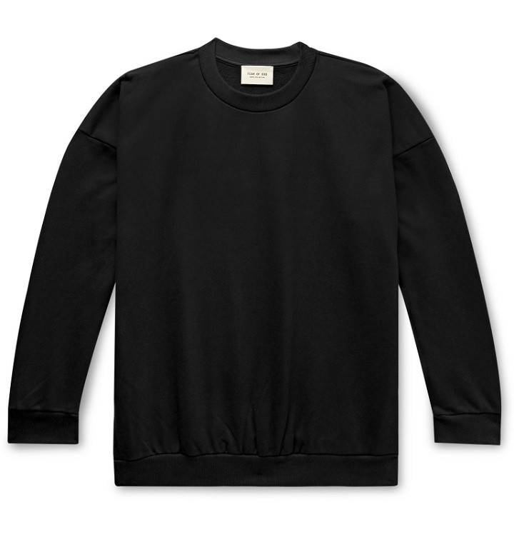 Photo: Fear of God - Oversized Logo-Print Loopback Cotton-Jersey Sweatshirt - Black