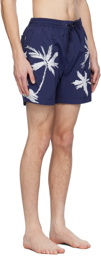 BOSS Navy Printed Swim Shorts