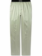 TOM FORD - Velvet-Trimmed Stretch-Silk Satin Pyjama Trousers - Green