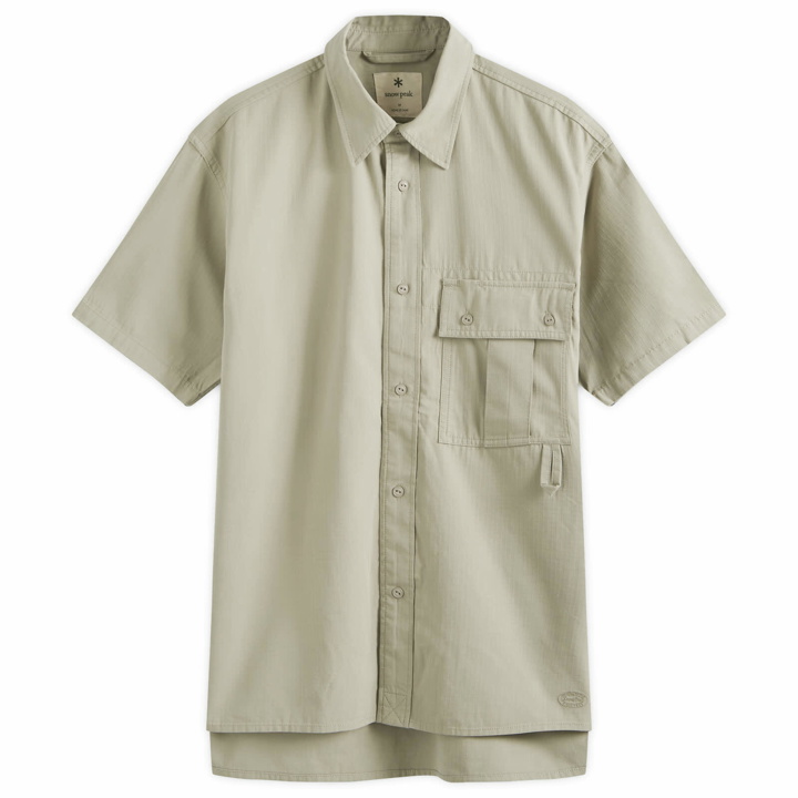 Photo: Snow Peak Men's Takibi Light Ripstop Short Sleeve Shirt in Light Grey