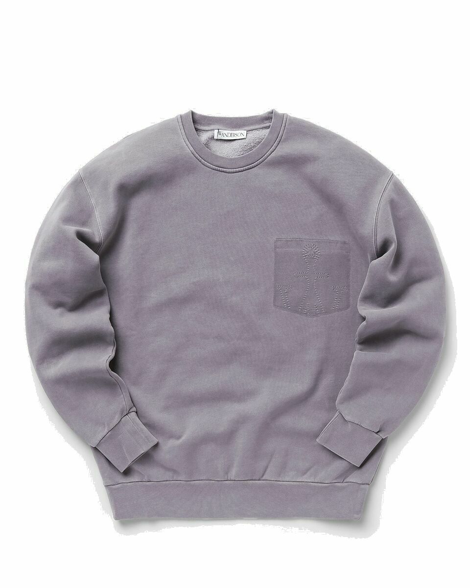 Photo: Jw Anderson Faded Logo Pocket Sweatshirt Purple - Mens - Sweatshirts