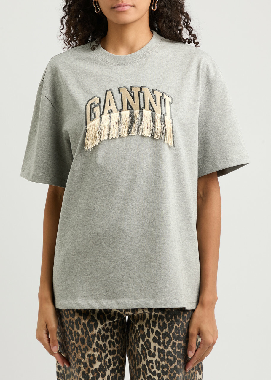 Tシャツ・カットソー GANNI Woman T-Shirt Grey T4254 252 Phantom Grey Washed Heart Cropped T-shirt | GANNI US