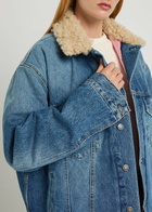 Acne Studios Quilted Faux Shearling and Denim Jacket Mid Blu